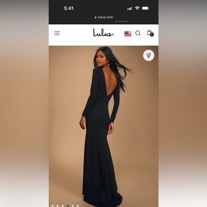 Lulus Wait For Me Long Sleeve Black Maxi Dress